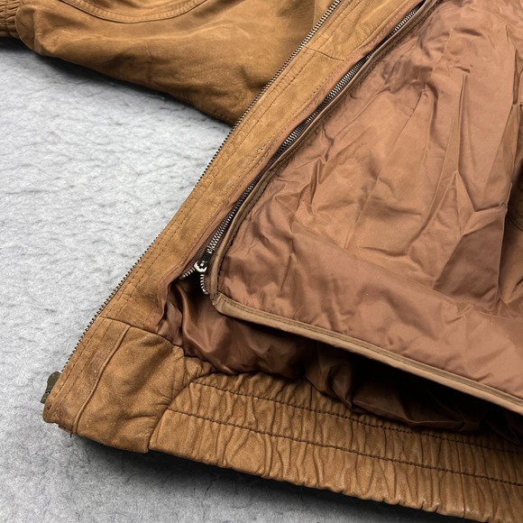 VTG Wilsons Adventure Bound Bomber Jacket Women's Small Brown Leather Lined Coat - Picture 5 of 14